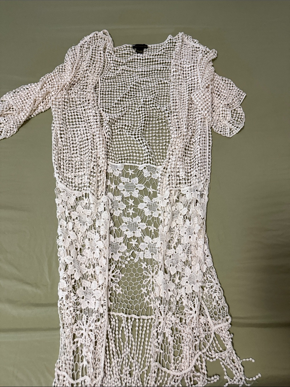 House of Harlow 1960 Crochet Open-Knit Cardigan - Cream